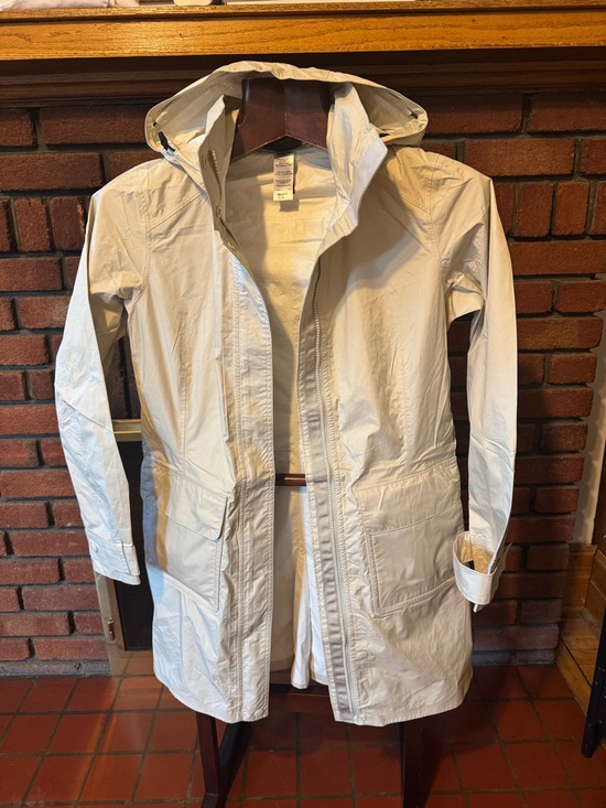 Patagonia Jackets & Blazers - Patagonia Cream Hooded trench rain  Coat used once size S women